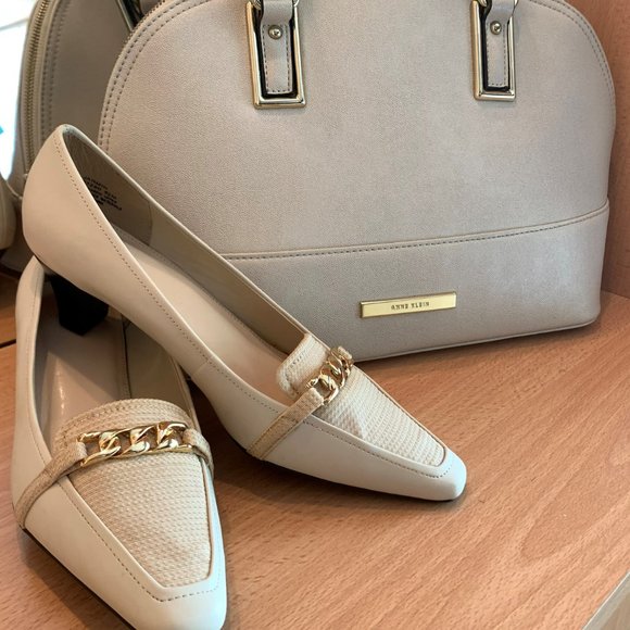 NWOT ANNE KLEIN SATCHEL WITH SHOULDER STRAP IVORY/WINTER WHITE - Picture 6 of 6